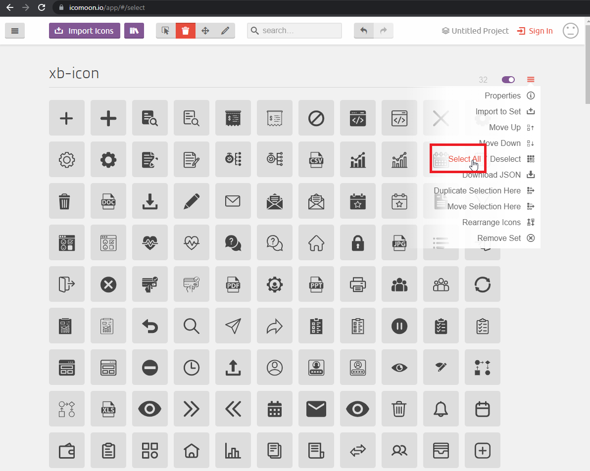 Visit icomoon app
